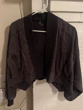 Women's Short Bomber Jacket in Dark Gray